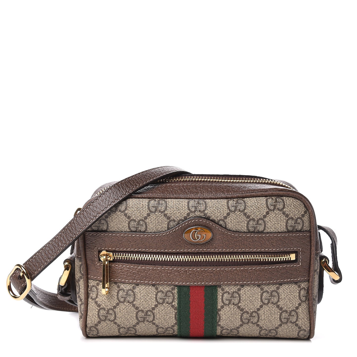 GG Supreme Monogram Web Mini Ophidia Shoulder Bag Brown
