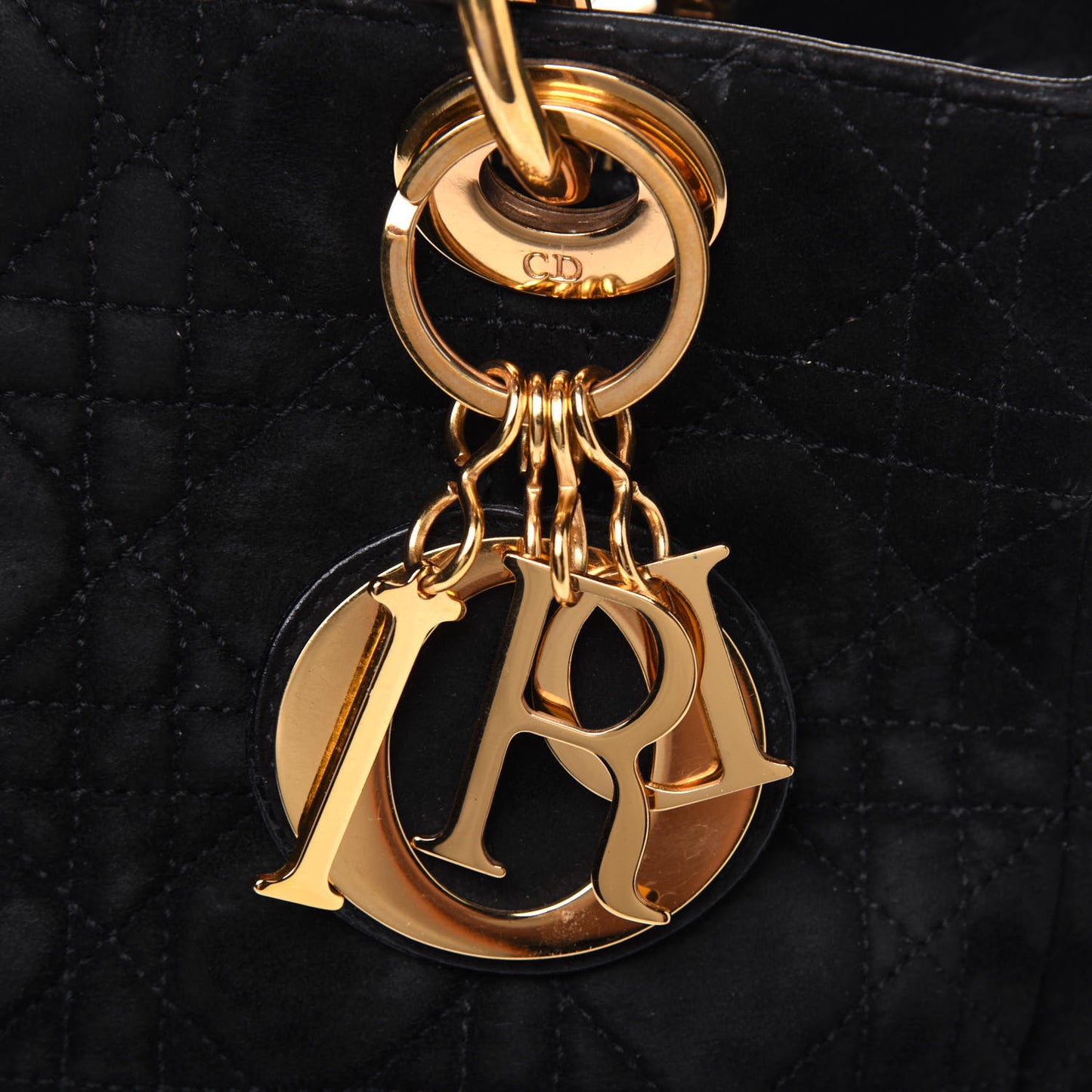 Suede Cannage Medium Lady Dior Black