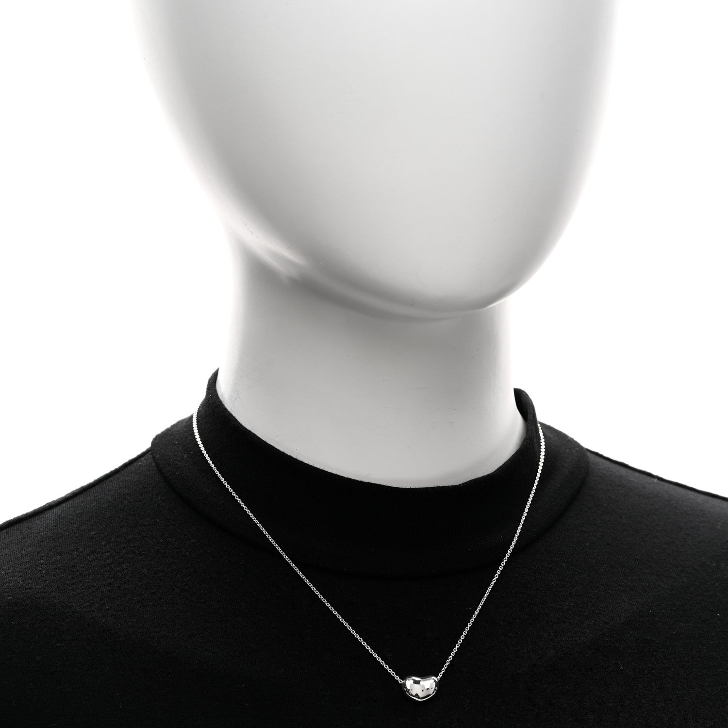 Tiffany Sterling Silver 12mm Elsa Peretti Bean Pendant Necklace 2 of 5