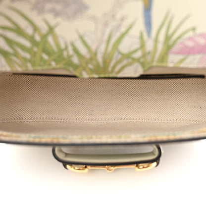 Gucci New Shangai Calfskin Tiger Savanah Web Mini Horsebit 1955 Shoulder Bag Chalky White Multicolor 5 of 10