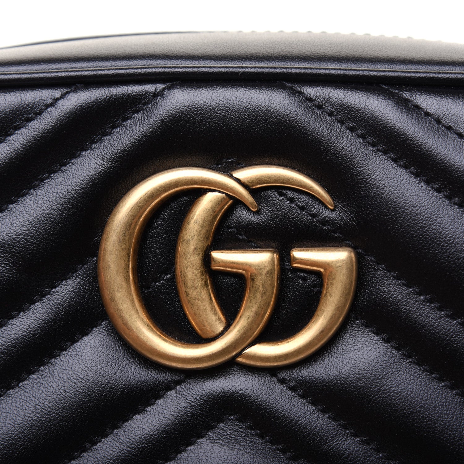 Gucci Calfskin Matelasse Small GG Marmont Chain Shoulder Bag Black 11 of 14