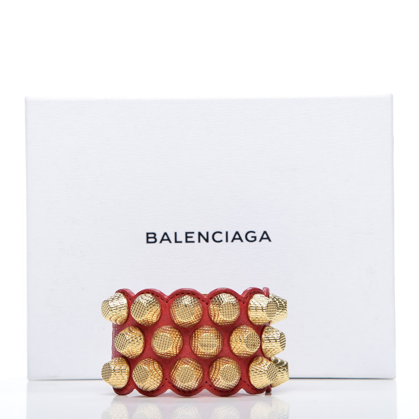 Agneau Arena Three Row Giant Gold Bracelet Rouge Cardinal