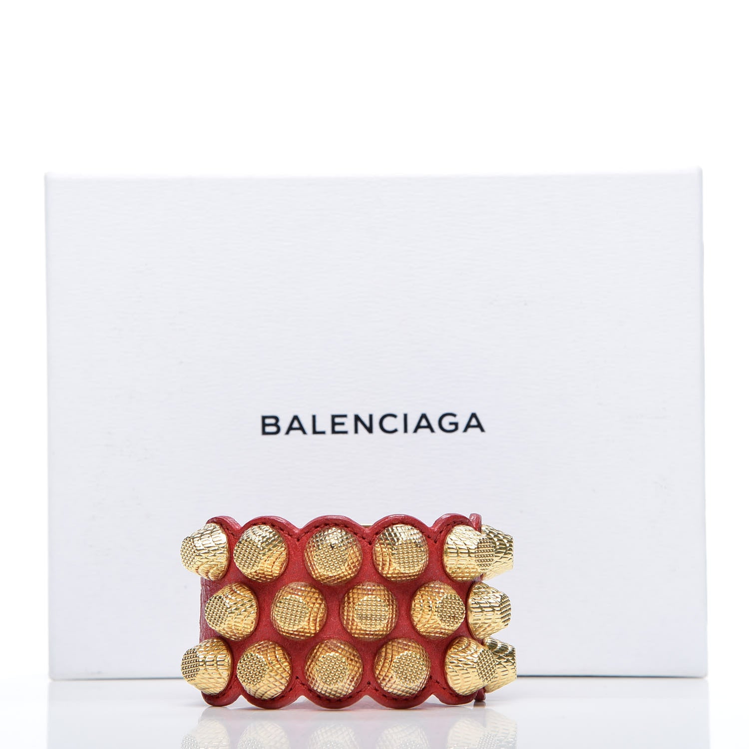 Balenciaga Agneau Arena Three Row Giant Gold Bracelet Rouge Cardinal 4 of 4