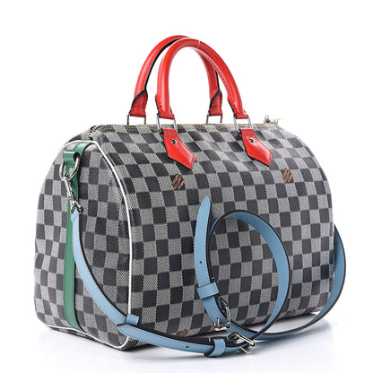 Louis Vuitton Damier Speedy Bandouliere 30 Black White 3 of 10