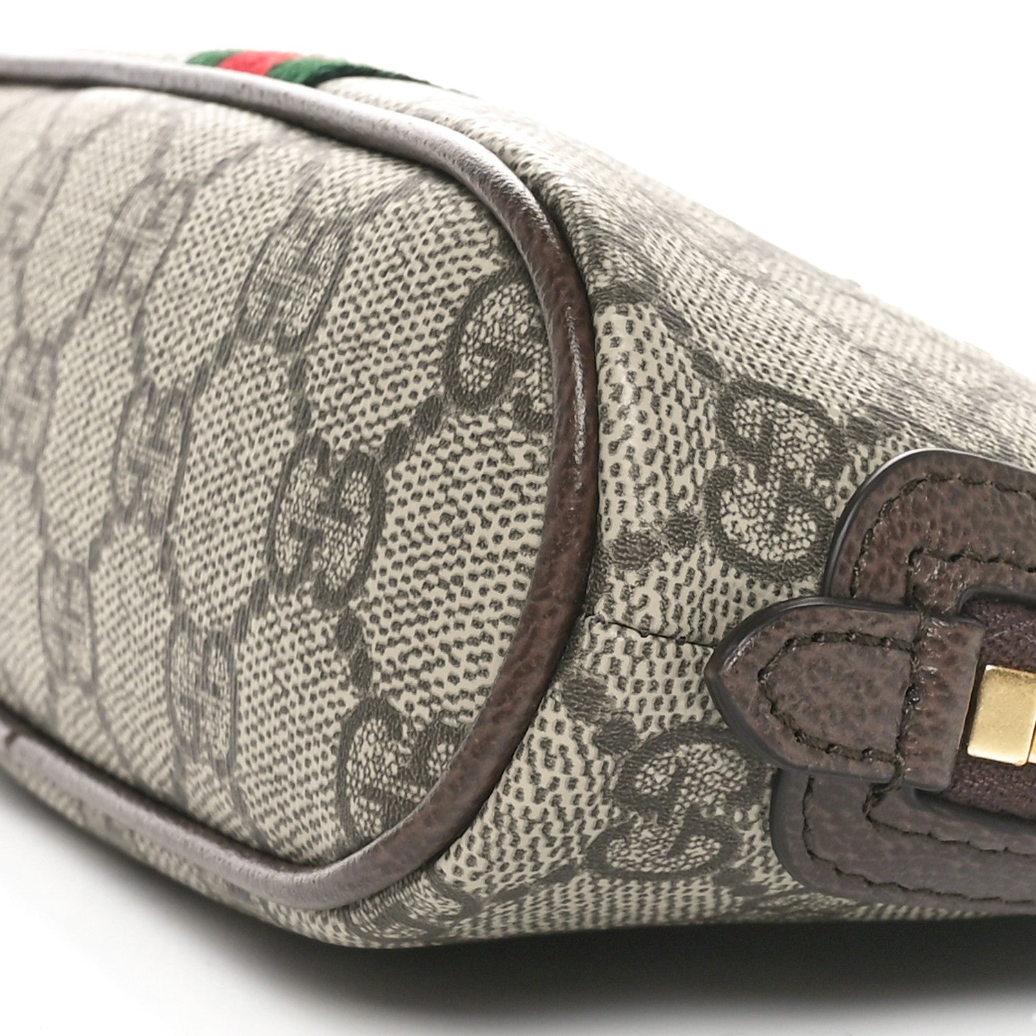 Gucci GG Supreme Monogram Textured Calfskin Web Medium Ophidia Cosmetic Case Beige Ebony New Acero 10 of 11