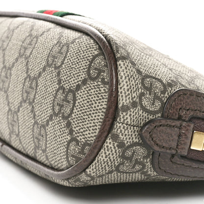 Gucci GG Supreme Monogram Textured Calfskin Web Medium Ophidia Cosmetic Case Beige Ebony New Acero 10 of 11