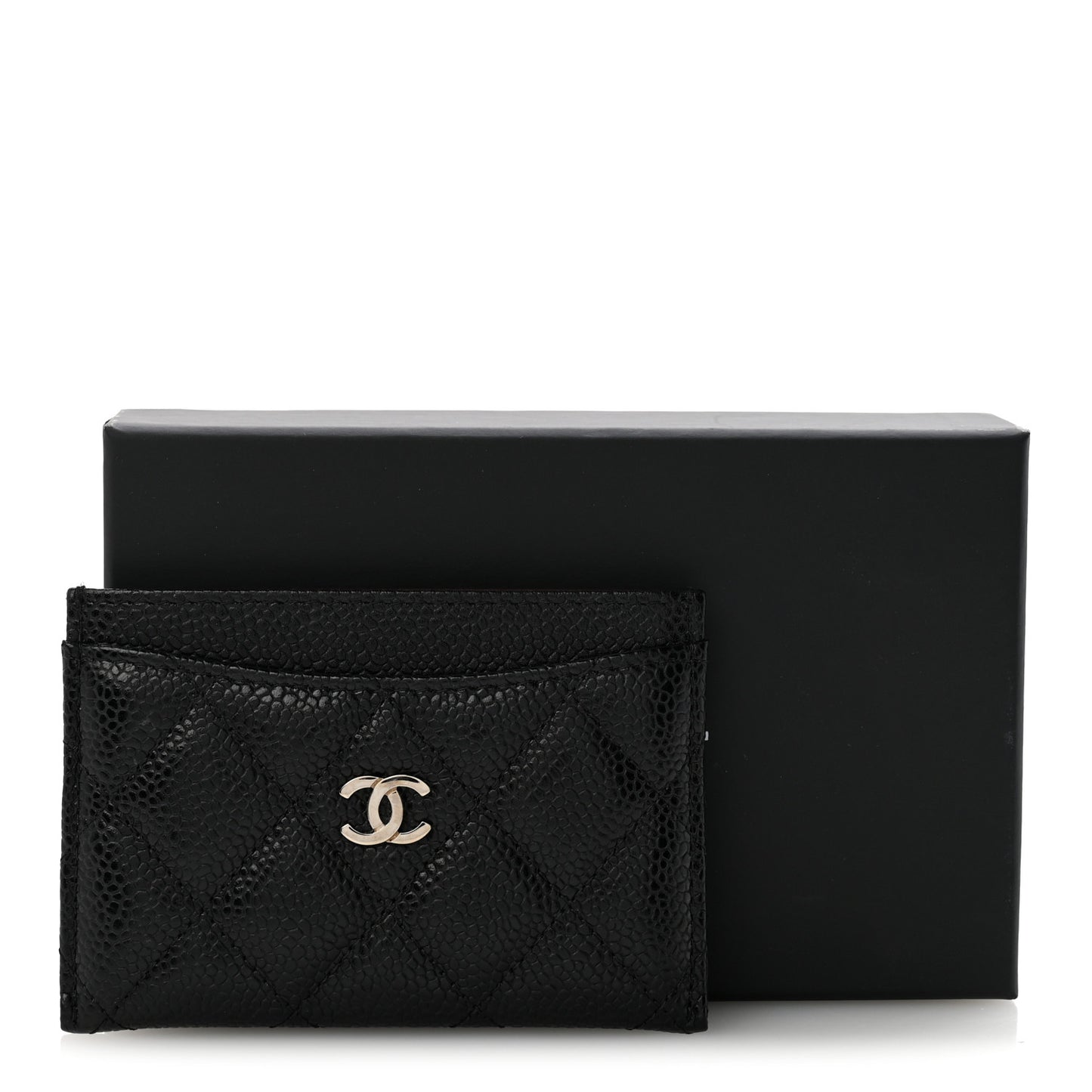 Caviar Quilted Card Holder Black