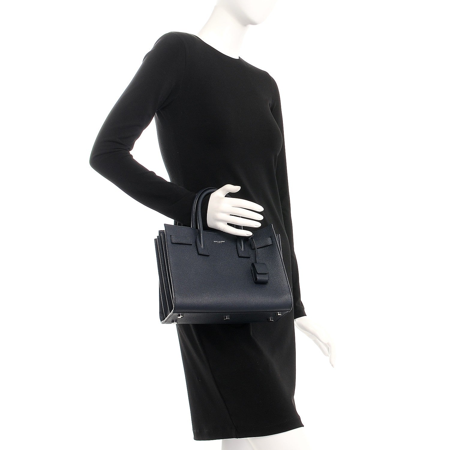 Saint Laurent Grained Calfskin Baby Sac De Jour Marine 3 of 8