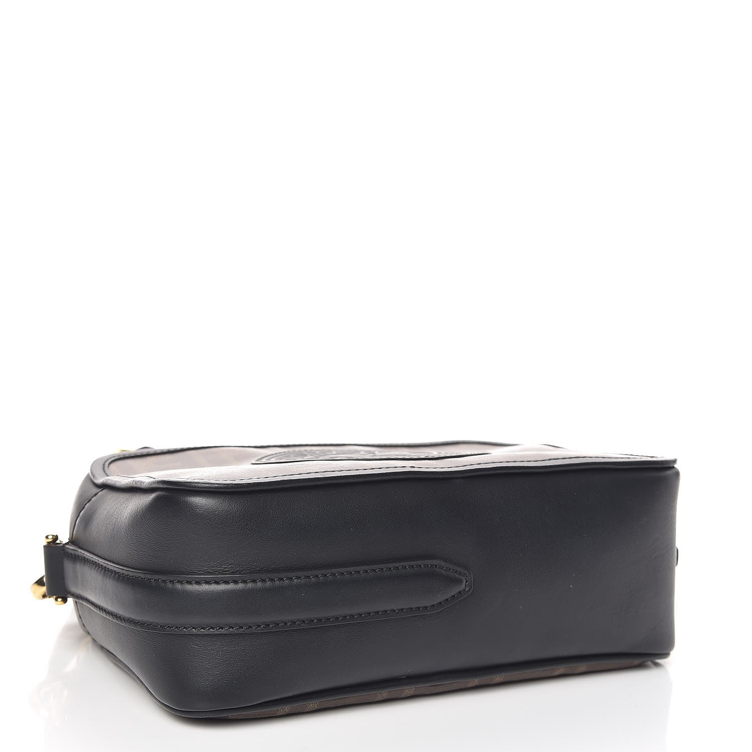 Fendi Glazed Fabric Vitello Century F is Fendi FF 1974 Stamp Patch Camera Case Mogano Panna Black 4 of 10