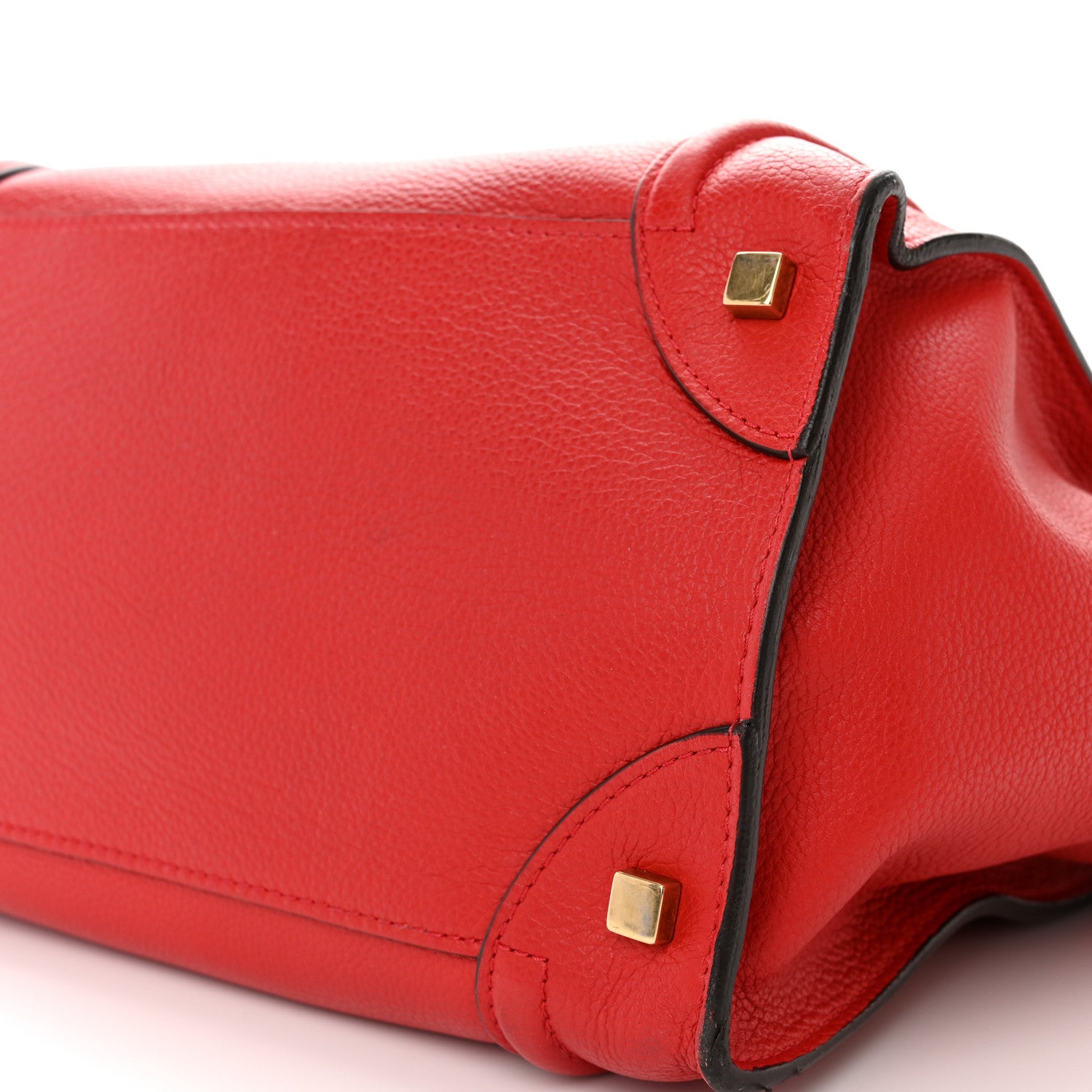 Celine Drummed Calfskin Mini Luggage Coquelicot 10 of 12