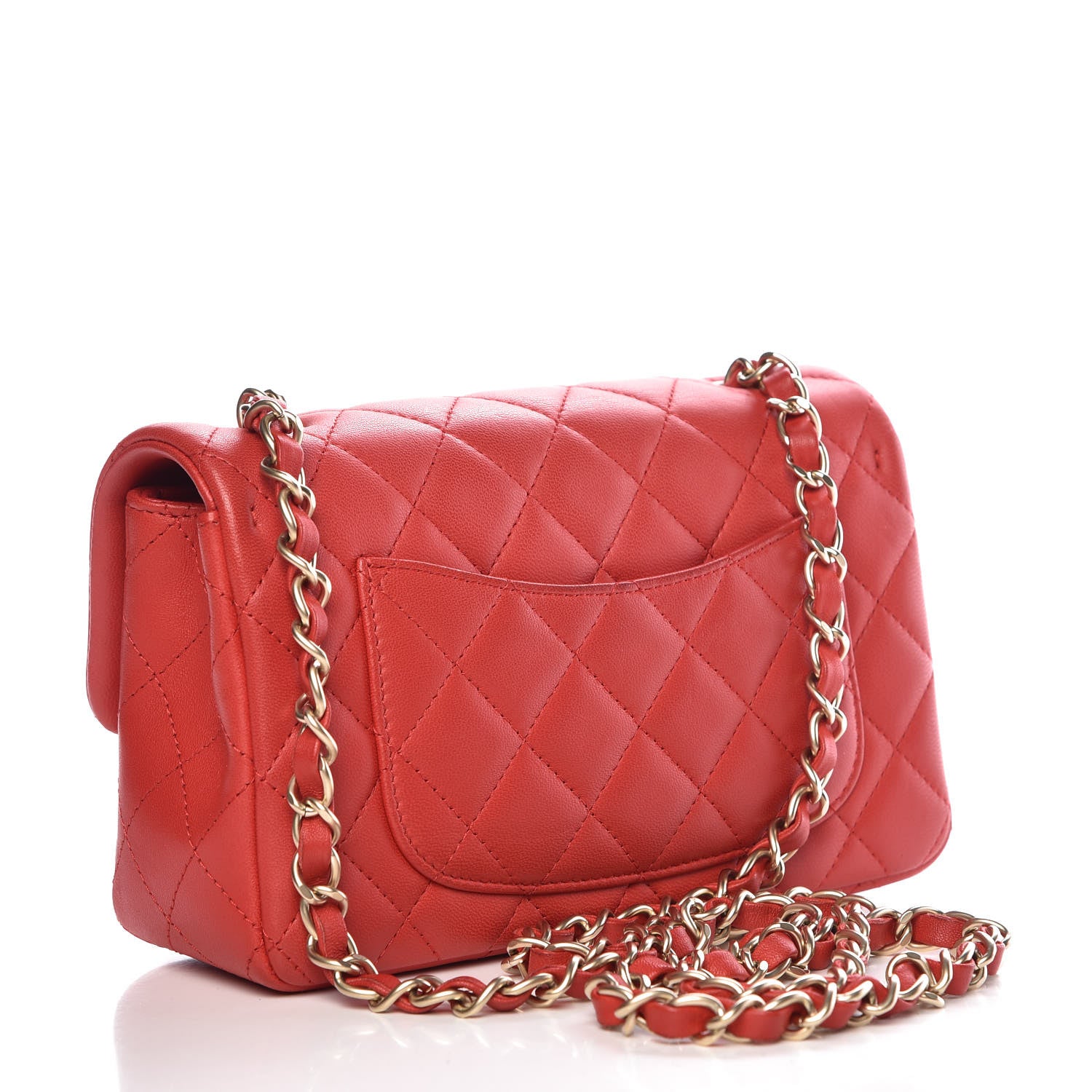 Chanel Lambskin Quilted Mini Rectangular Flap Red 3 of 12