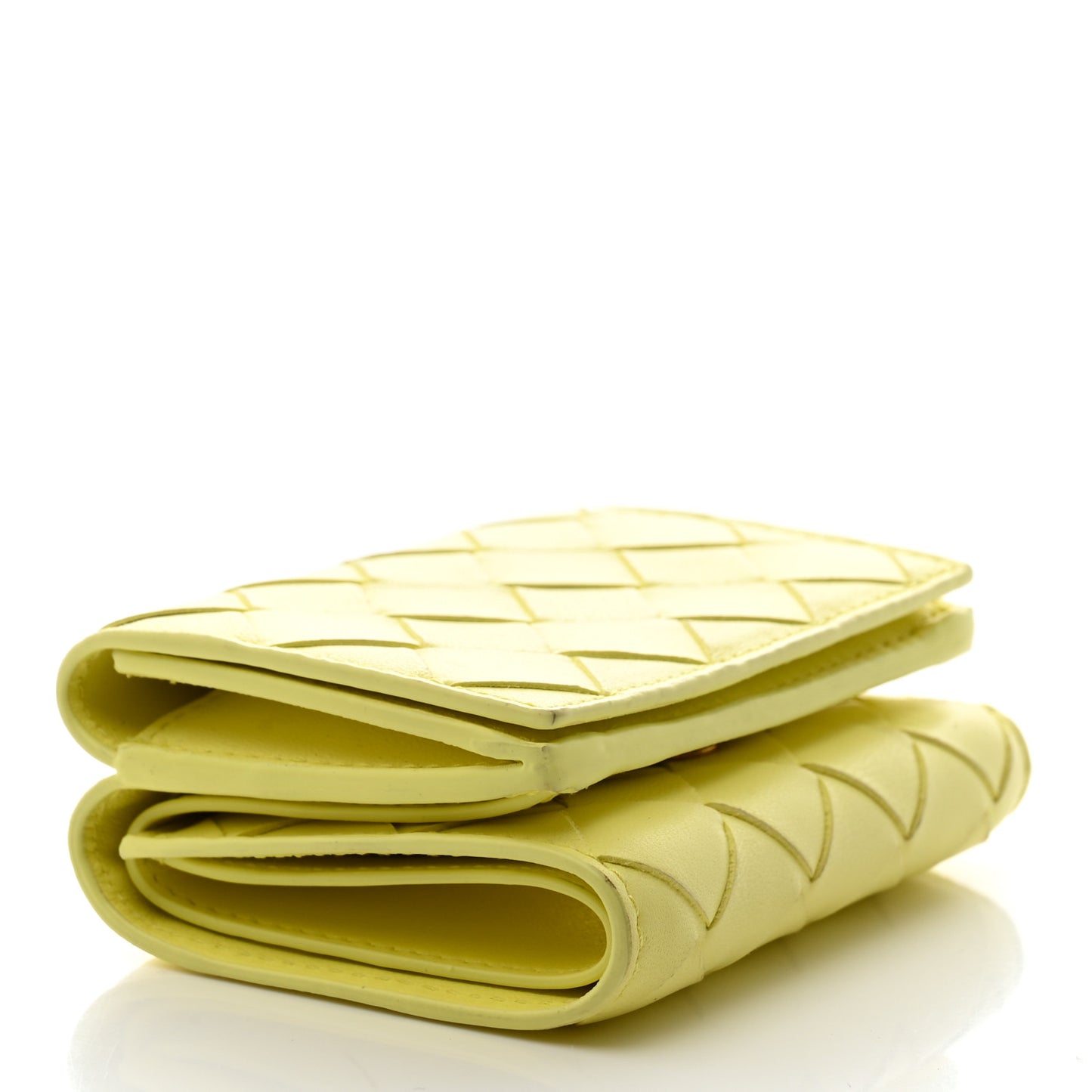Nappa Intrecciato Trifold Wallet Kiwi