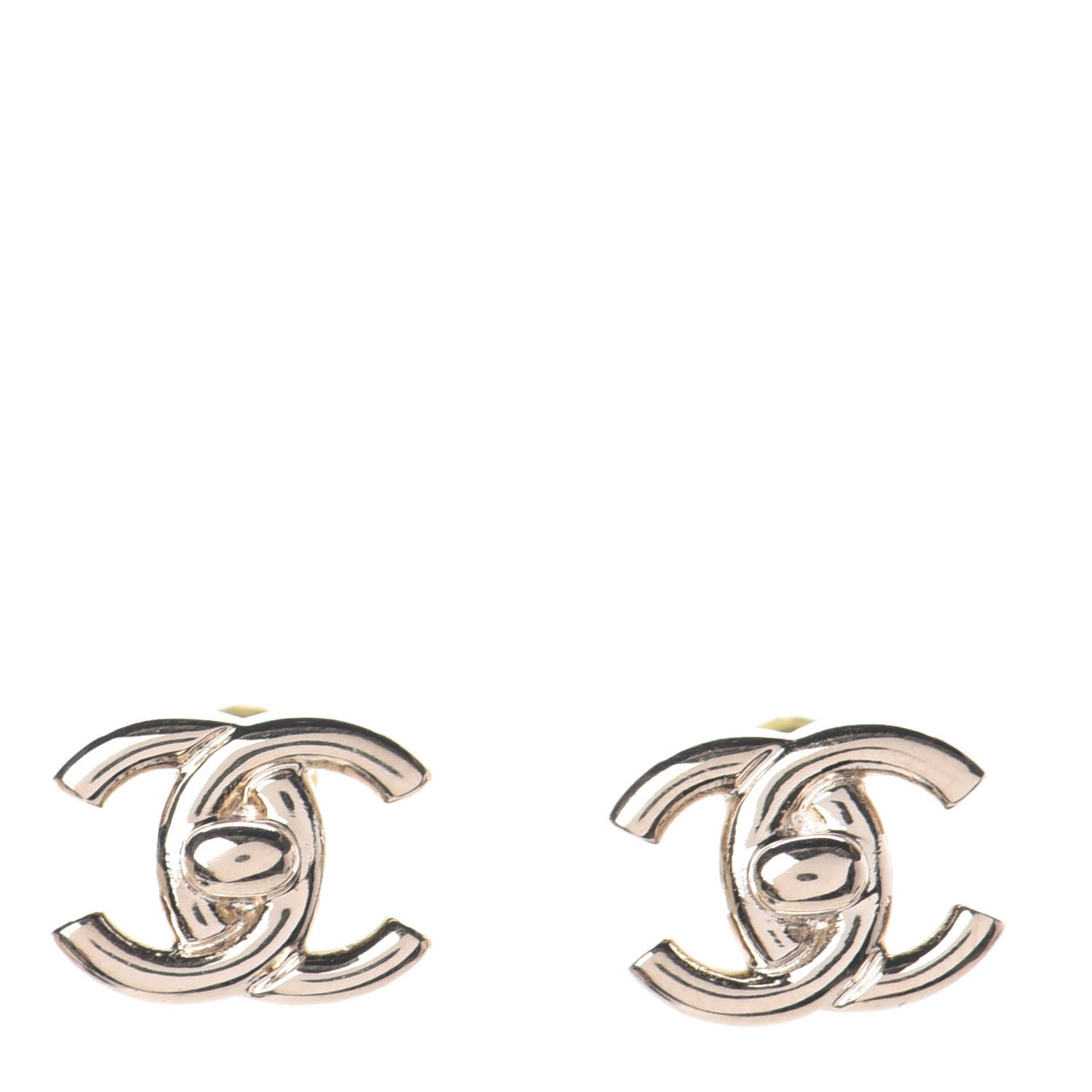 Metal CC Turnlock Earrings Gold