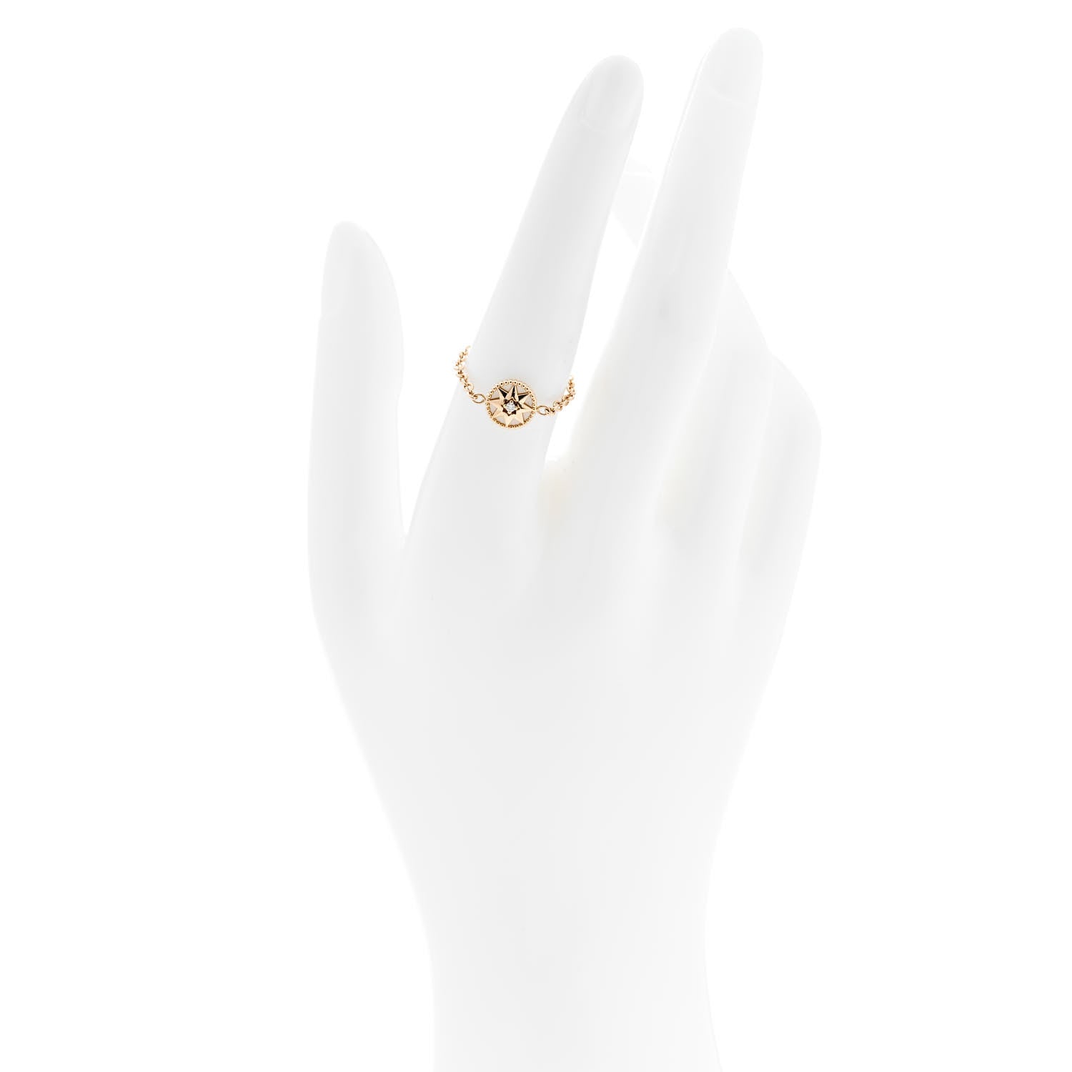 Christian Dior 18K Yellow Gold Diamond Mother of Pearl Rose Des Vents Ring 55 7.25 2 of 5