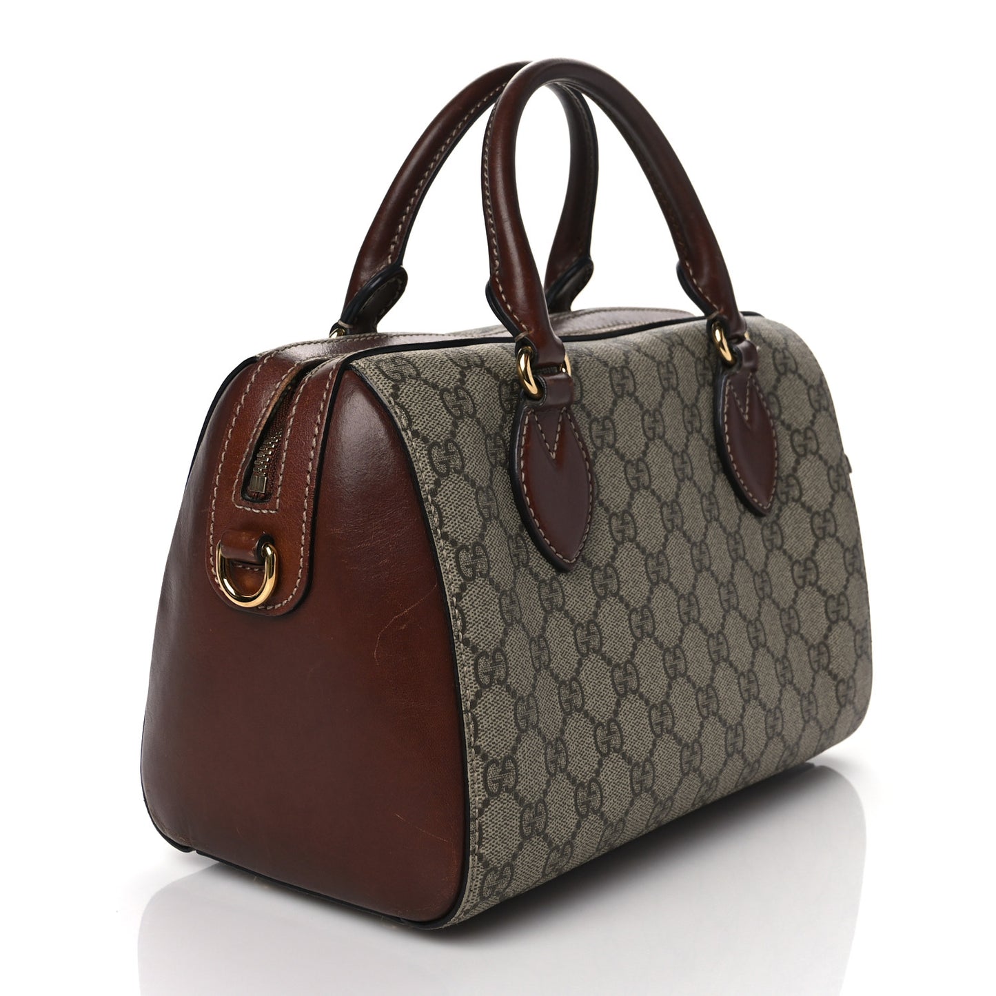GG Supreme Monogram Cuoio Toscano Small Boston Beige Ebony Cuir