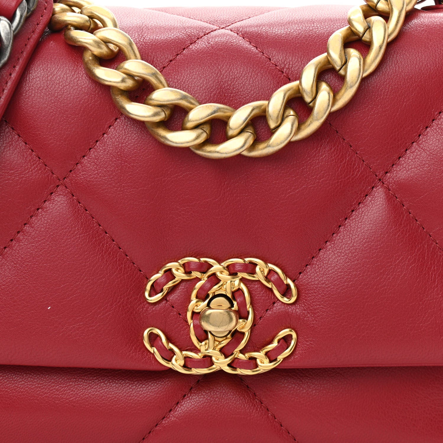 Chanel Goatskin Quilted Medium Chanel 19 Flap Red 8 of 11
