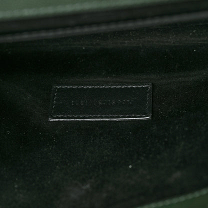 Saint Laurent Grain De Poudre Textured Mixed Matelasse Triquilt Monogram Clutch Vert Fonce 7 of 9