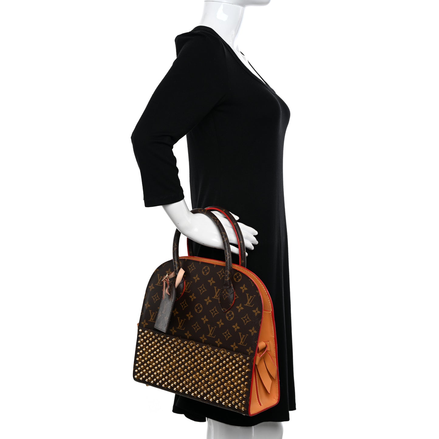 Monogram Calf Hair Spikes Iconoclasts Christian Louboutin Tote Red