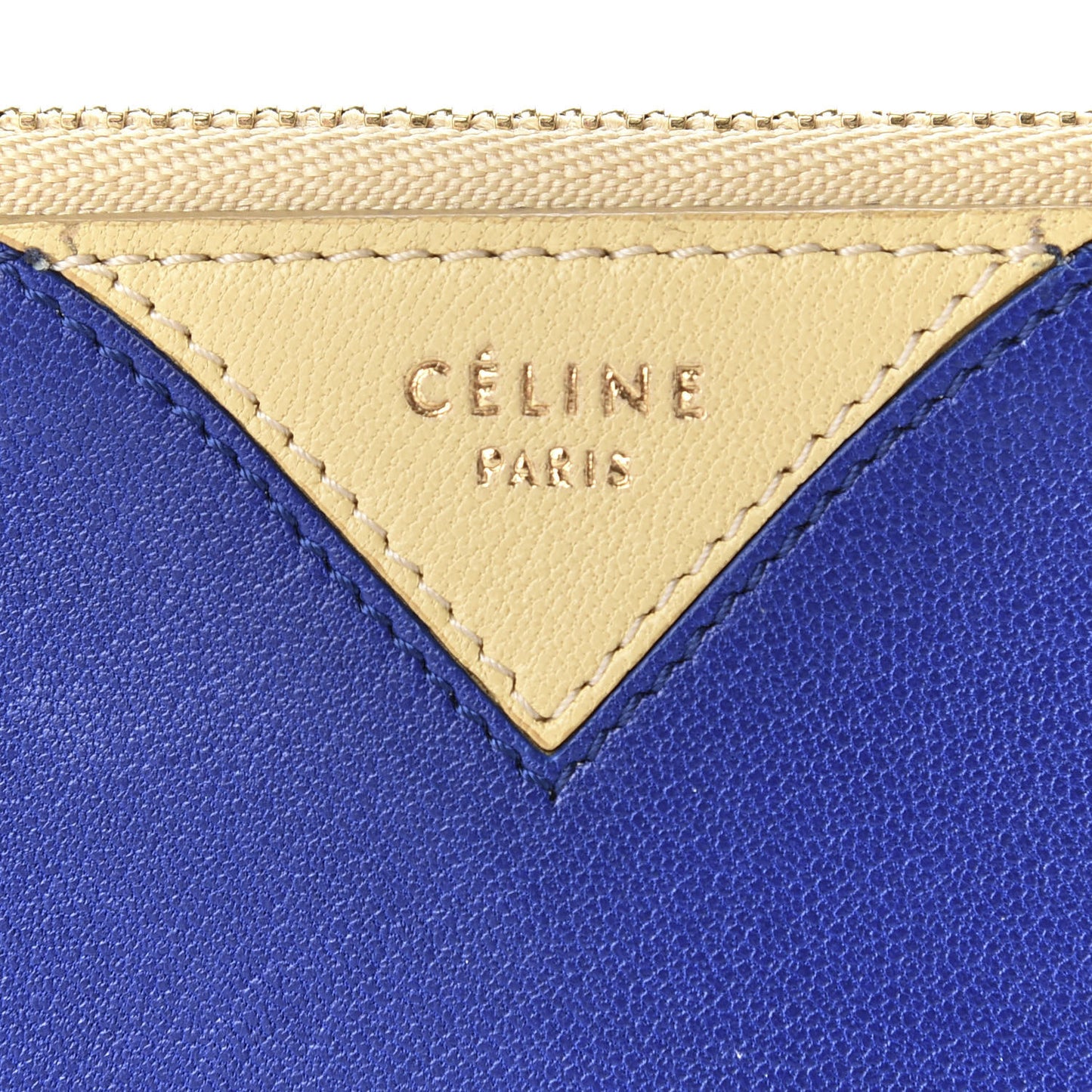 Lambskin Bi-Color Coeur Coin Card Case Blue Beige
