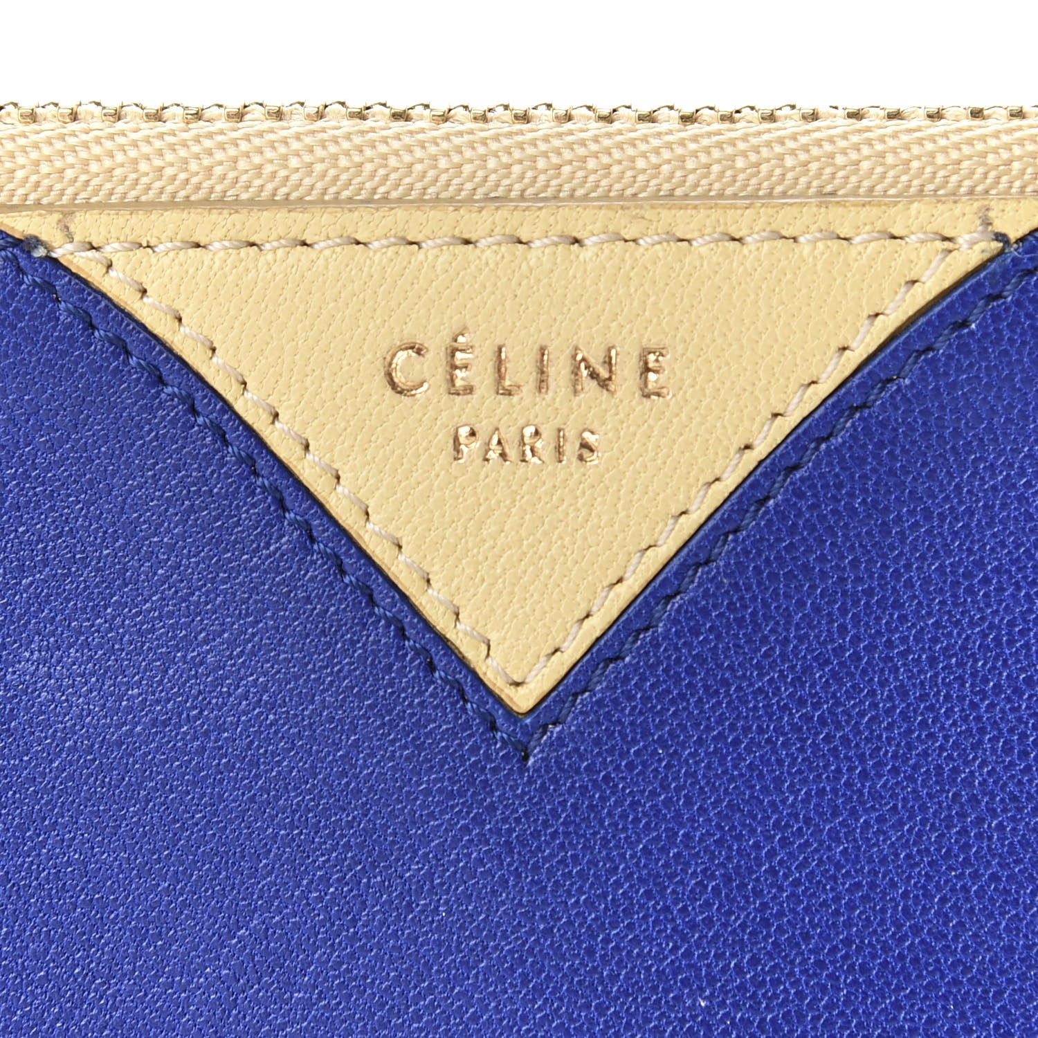 Celine Lambskin Bi-Color Coeur Coin Card Case Blue Beige 9 of 12