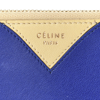 Celine Lambskin Bi-Color Coeur Coin Card Case Blue Beige 9 of 12