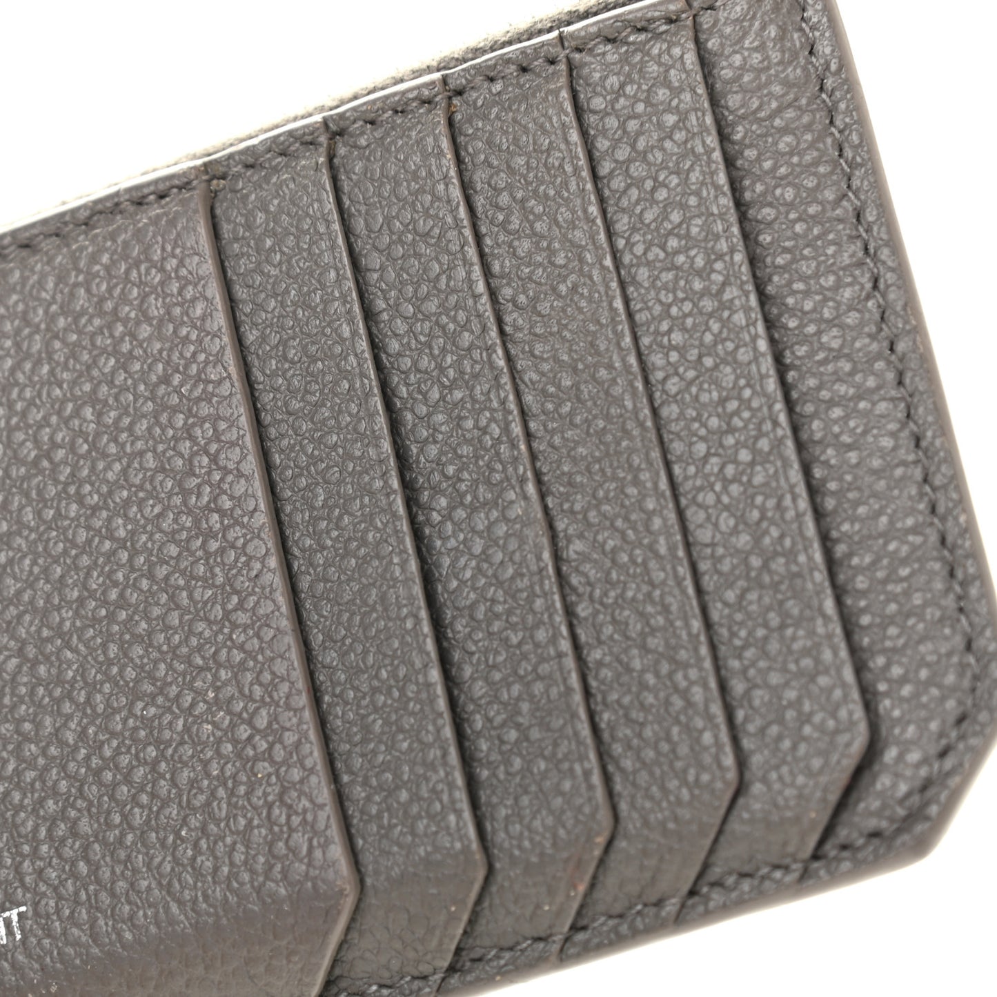 Grained Calfskin 5 Fragments Zip Pouch Card Holder Earth