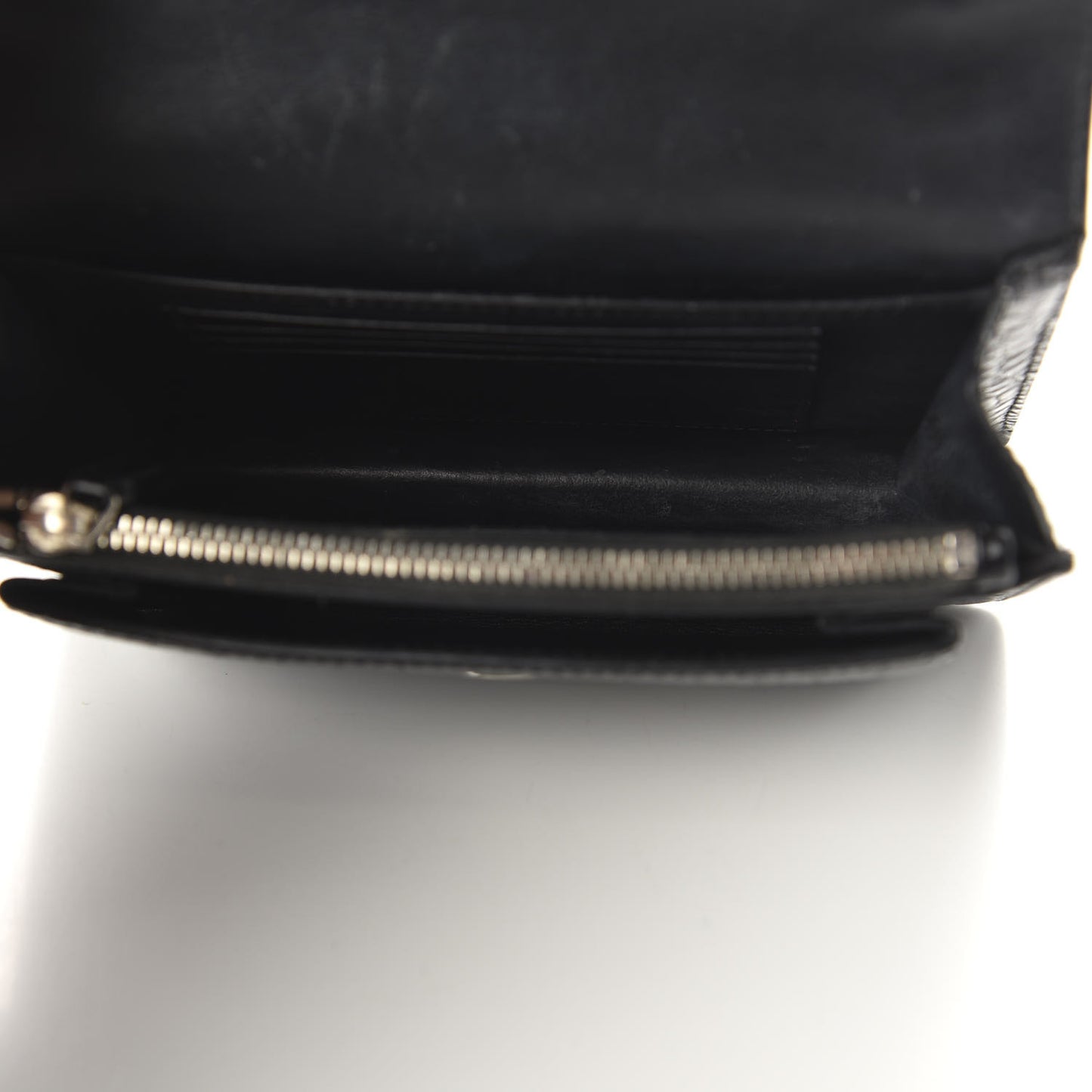 Calfskin Crocodile Embossed Monogram Sunset Chain Wallet Black