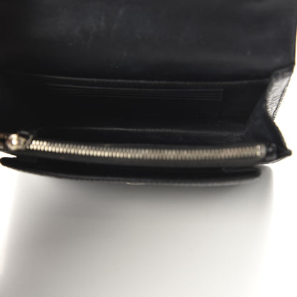 Saint Laurent Calfskin Crocodile Embossed Monogram Sunset Chain Wallet Black 5 of 9