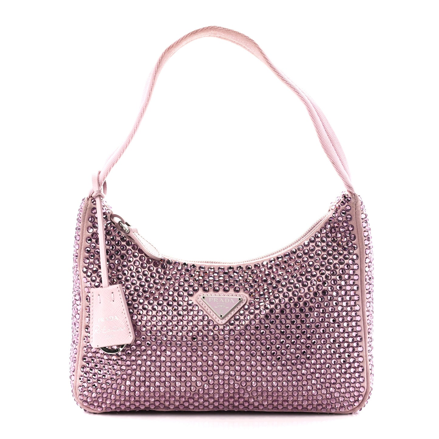Satin Crystal Mini Re-Edition 2000 Bag Alabastro