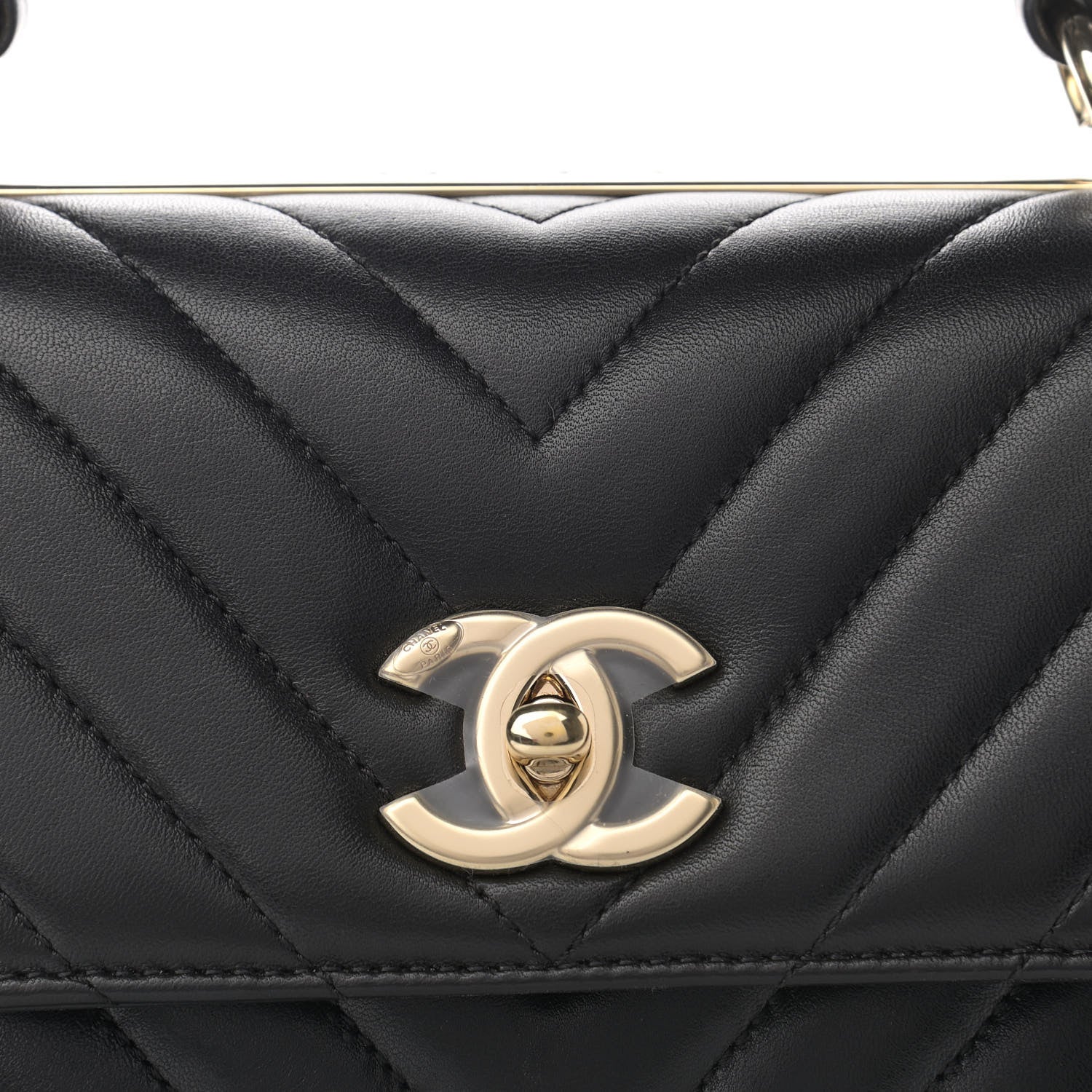 Chanel Lambskin Chevron Quilted Small Trendy CC Dual Handle Flap Bag Black 8 of 14