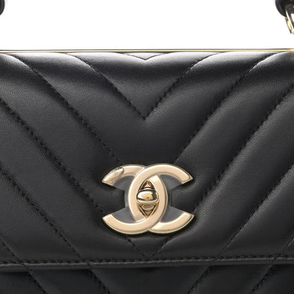 Chanel Lambskin Chevron Quilted Small Trendy CC Dual Handle Flap Bag Black 8 of 14