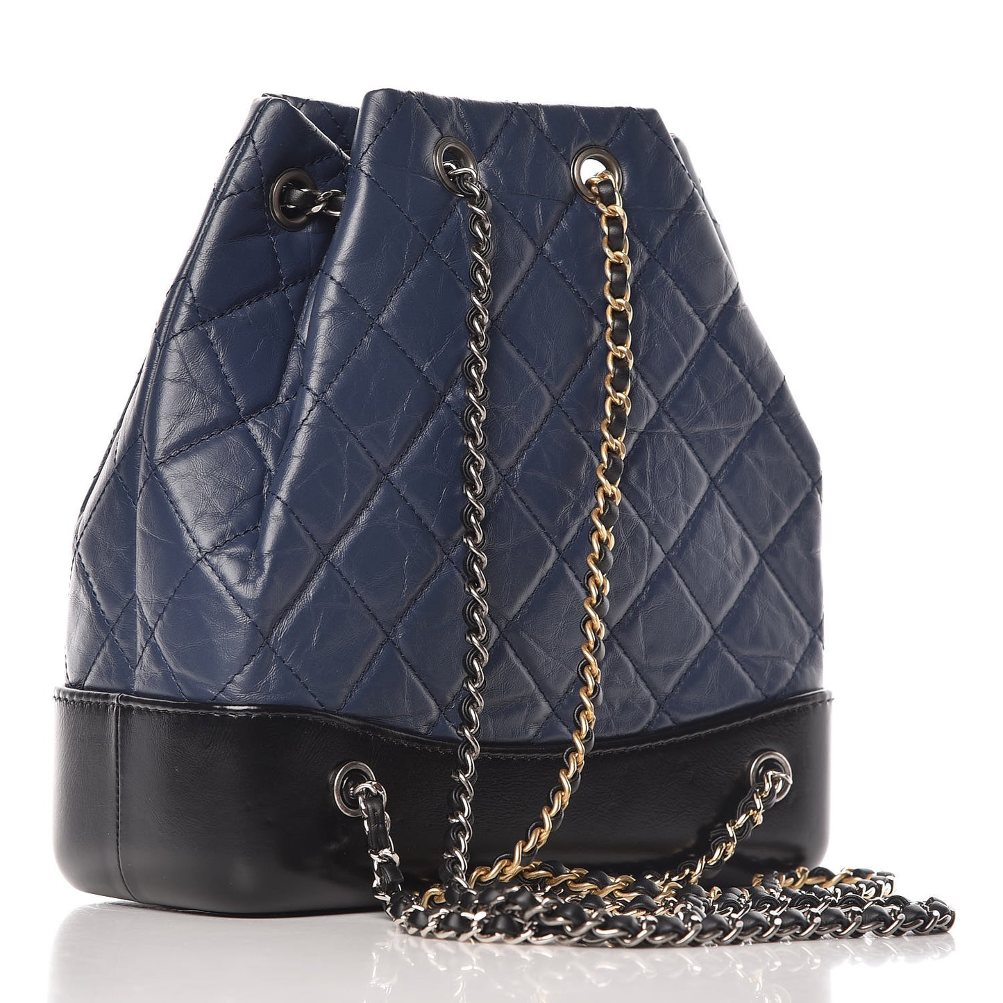 Aged Calfskin Quilted Small Gabrielle Backpack Blue Black