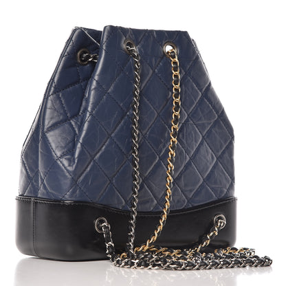 Chanel Aged Calfskin Quilted Small Gabrielle Backpack Blue Black 3 of 10