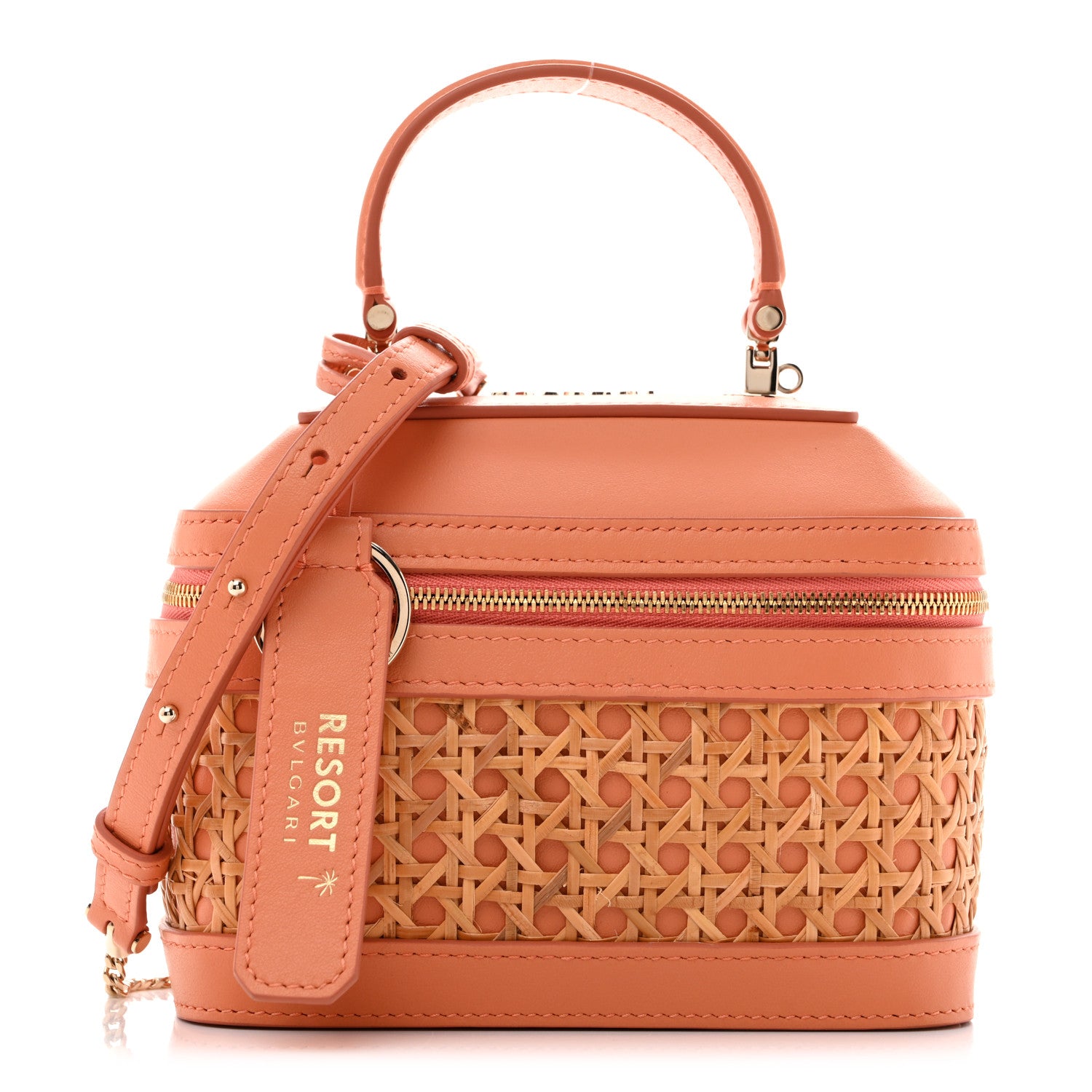 Bulgari Calfskin Rattan Serpenti Forever Top Handle Vanity Orange 1 of 13