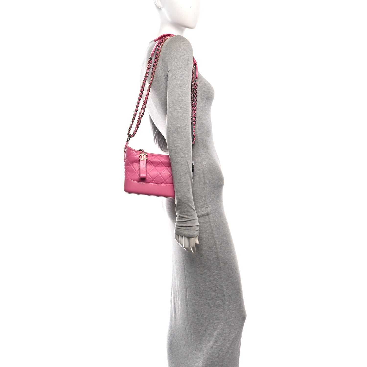 Chanel Aged Calfskin Quilted Small Gabrielle Hobo Pink 2 of 10