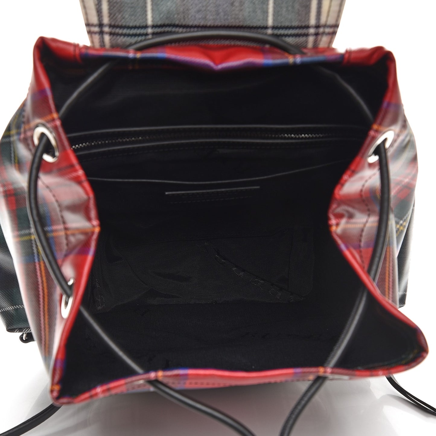 Laminated Tartan Patchwork Medium Rucksack Backpack Military Red