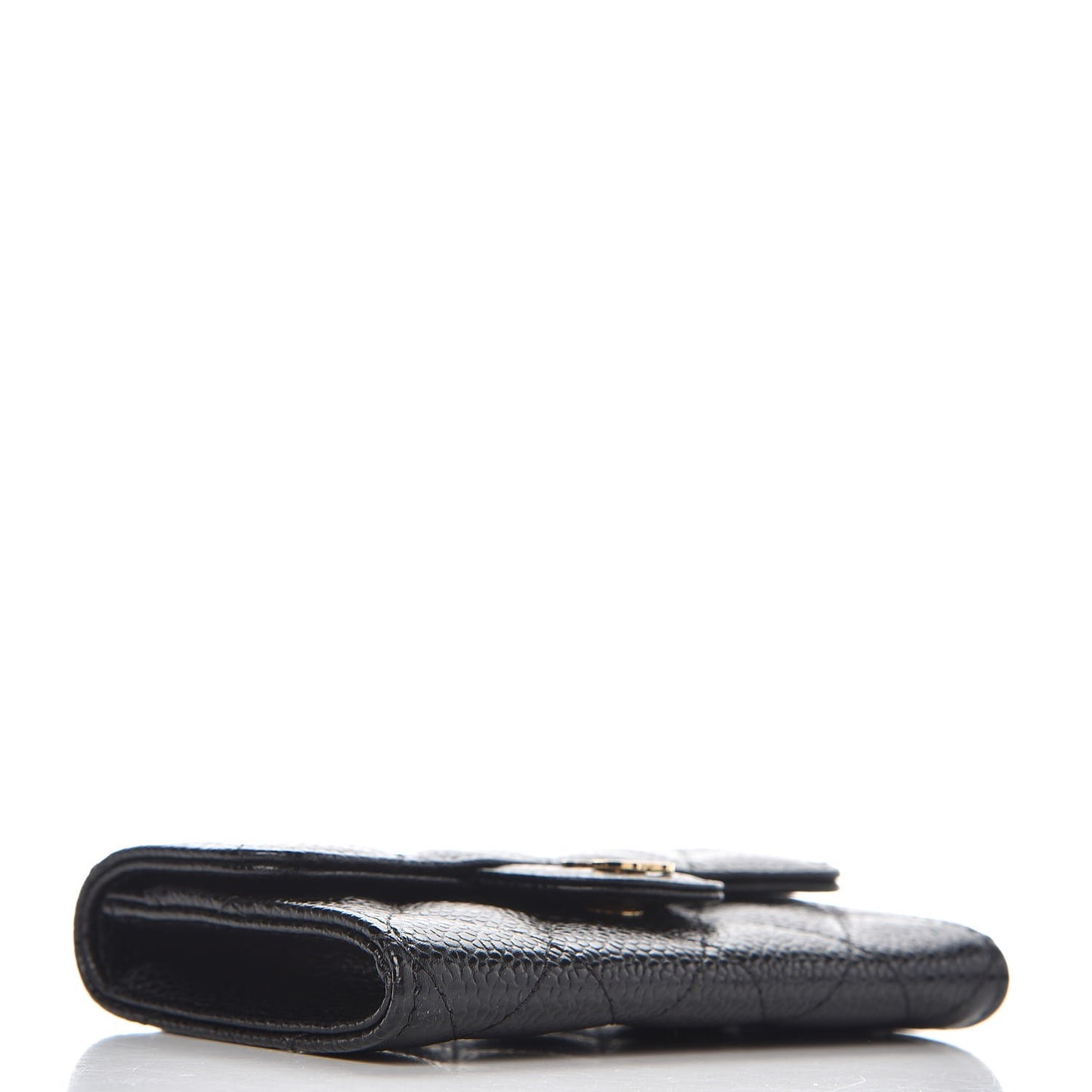 Caviar Quilted Flap Card Holder Black