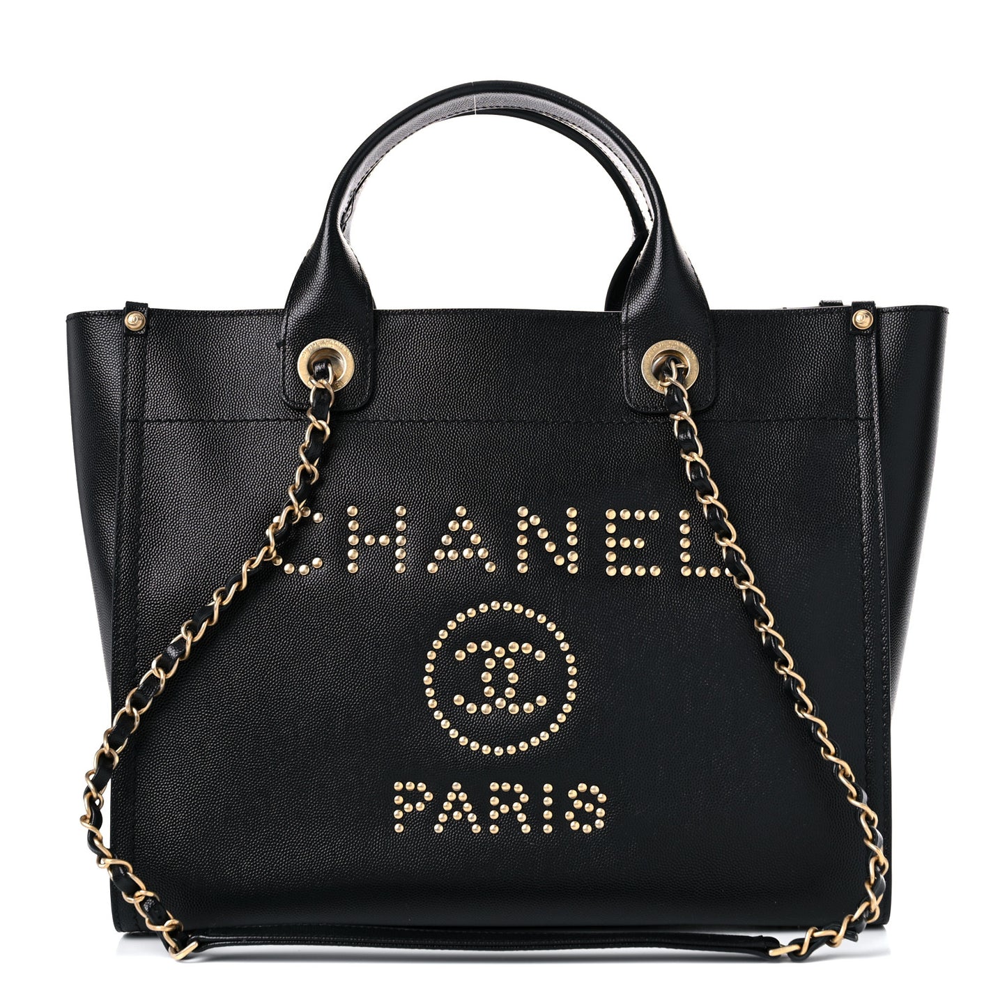 Caviar Small Studded Deauville Tote Black
