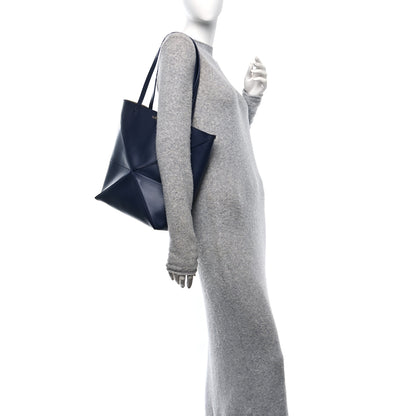 Loewe Shiny Calfskin Medium Puzzle Fold Tote Marine 3 of 10