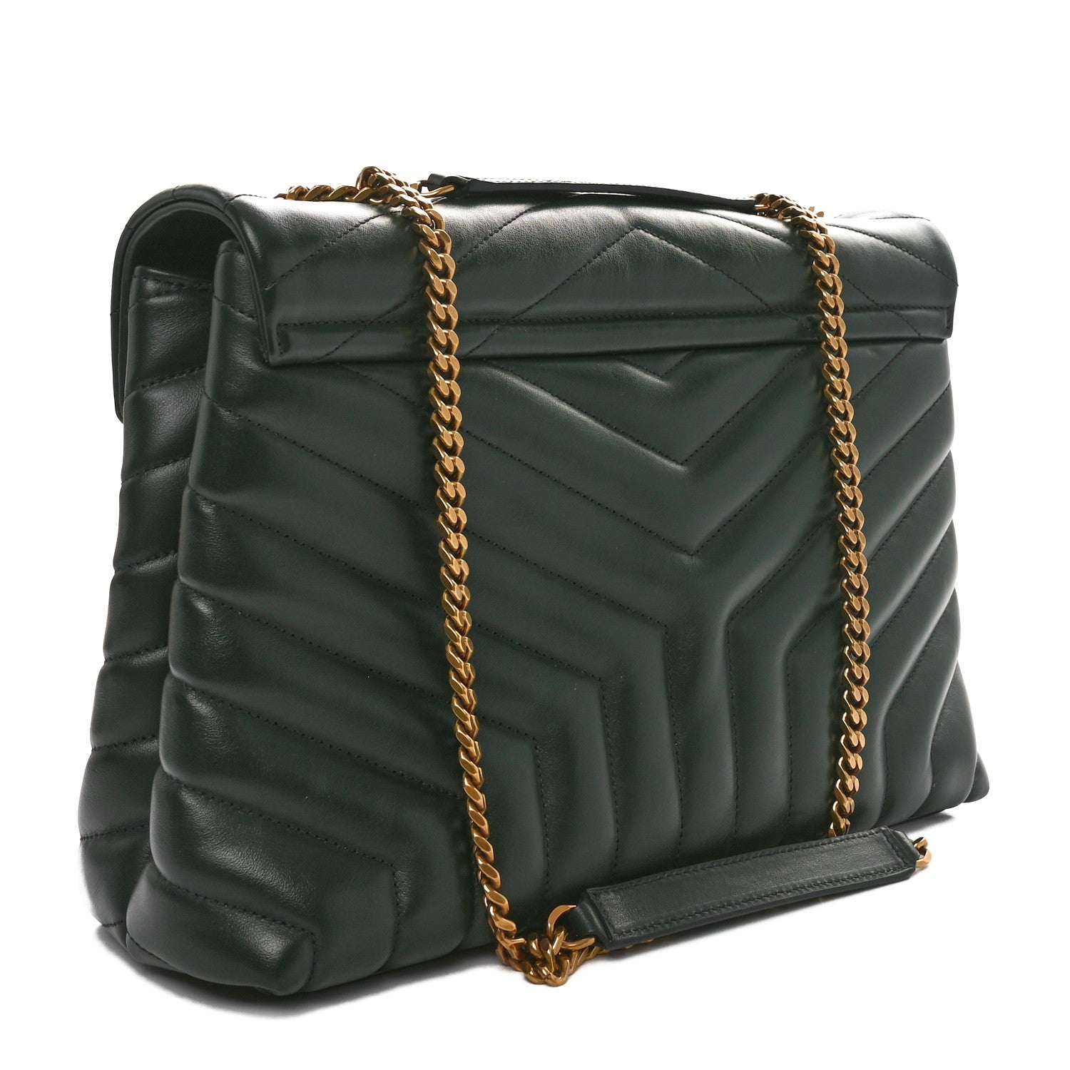 Saint Laurent Calfskin Y Quilted Monogram Medium Loulou Chain Satchel Vert Fonce 2 of 10
