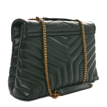 Saint Laurent Calfskin Y Quilted Monogram Medium Loulou Chain Satchel Vert Fonce 2 of 10