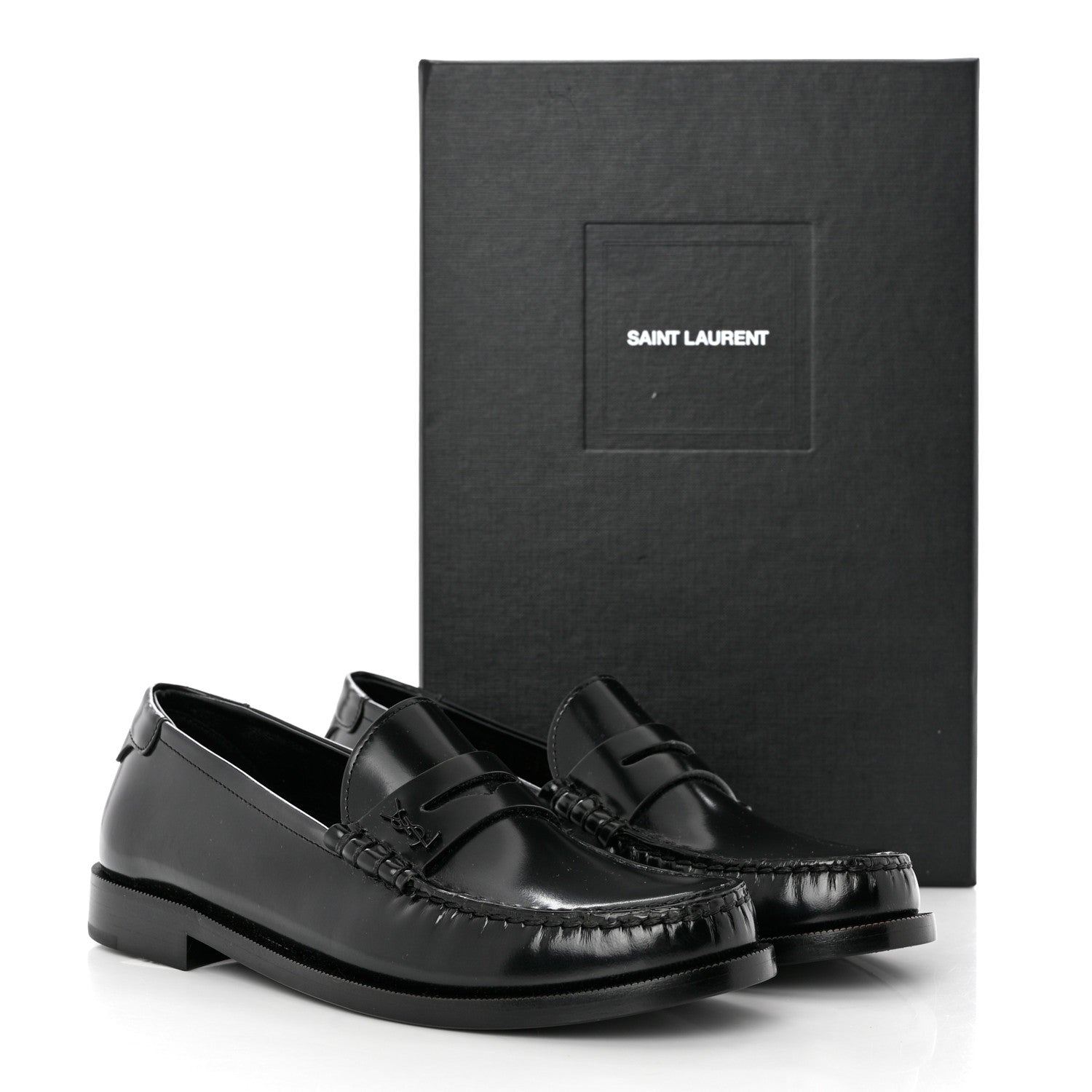 Saint Laurent Calfskin Penny Loafers 37.5 Black 9 of 9