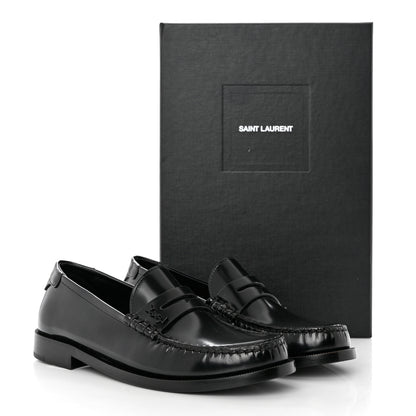 Saint Laurent Calfskin Penny Loafers 37.5 Black 9 of 9