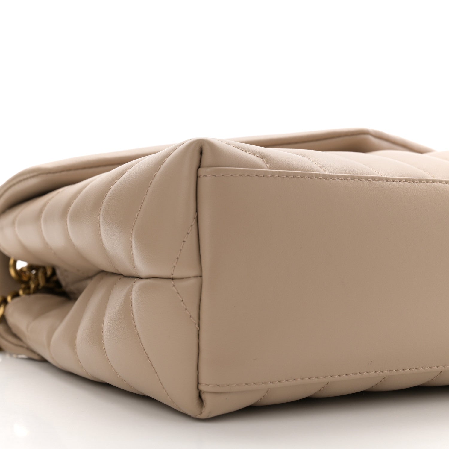 Saint Laurent Calfskin Y Quilted Monogram Small Loulou Chain Satchel Dark Beige 5 of 14