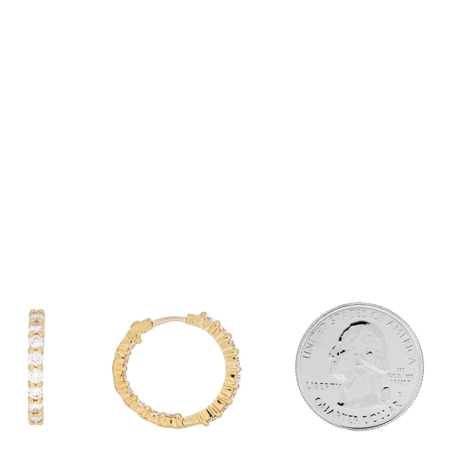 18K Yellow Gold Diamond 2.12ctw Inside Out Hoop Earrings