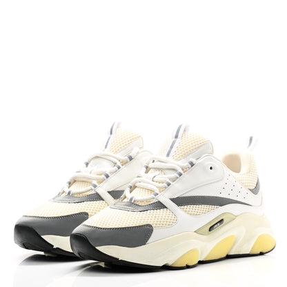 Christian Dior Technical Mesh Calfskin Mens B22 Sneakers 46 White Yellow 2 of 10