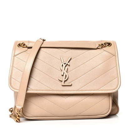 Saint Laurent Lambskin Matelasse Monogram Medium Niki Chain Satchel Nude Powder 1 of 10