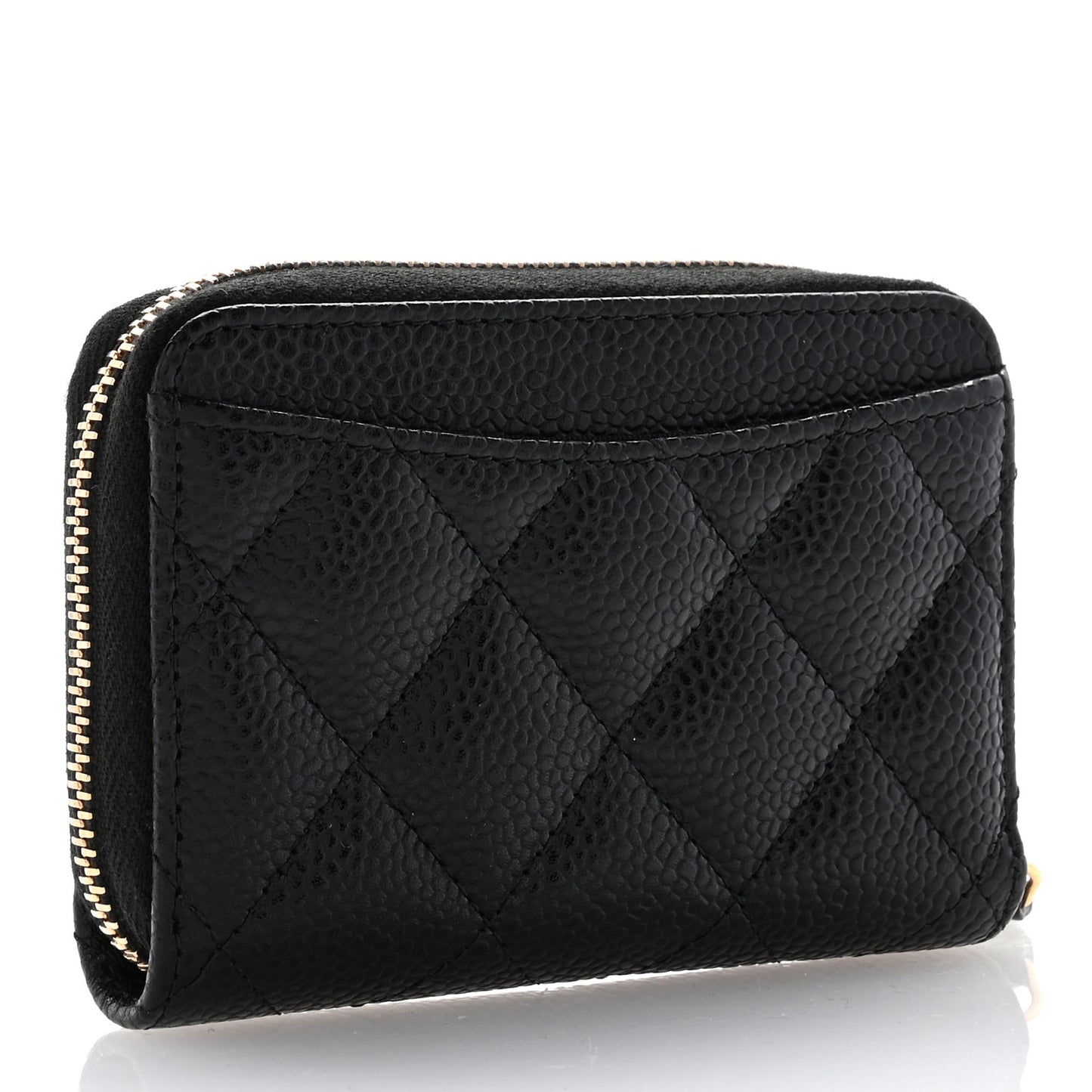 Caviar Quilted Zip Coin Purse Black