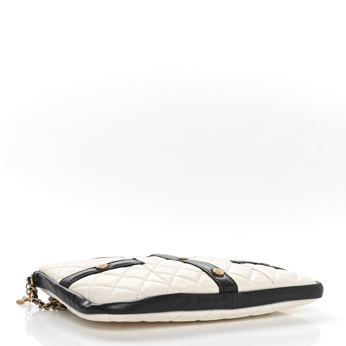 Lambskin Quilted Medium Girl Shoulder Bag White Black