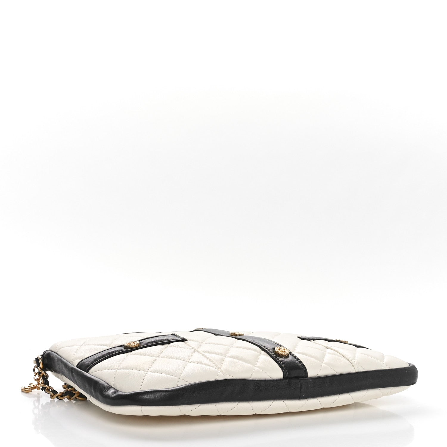 Chanel Lambskin Quilted Medium Girl Shoulder Bag White Black 4 of 10
